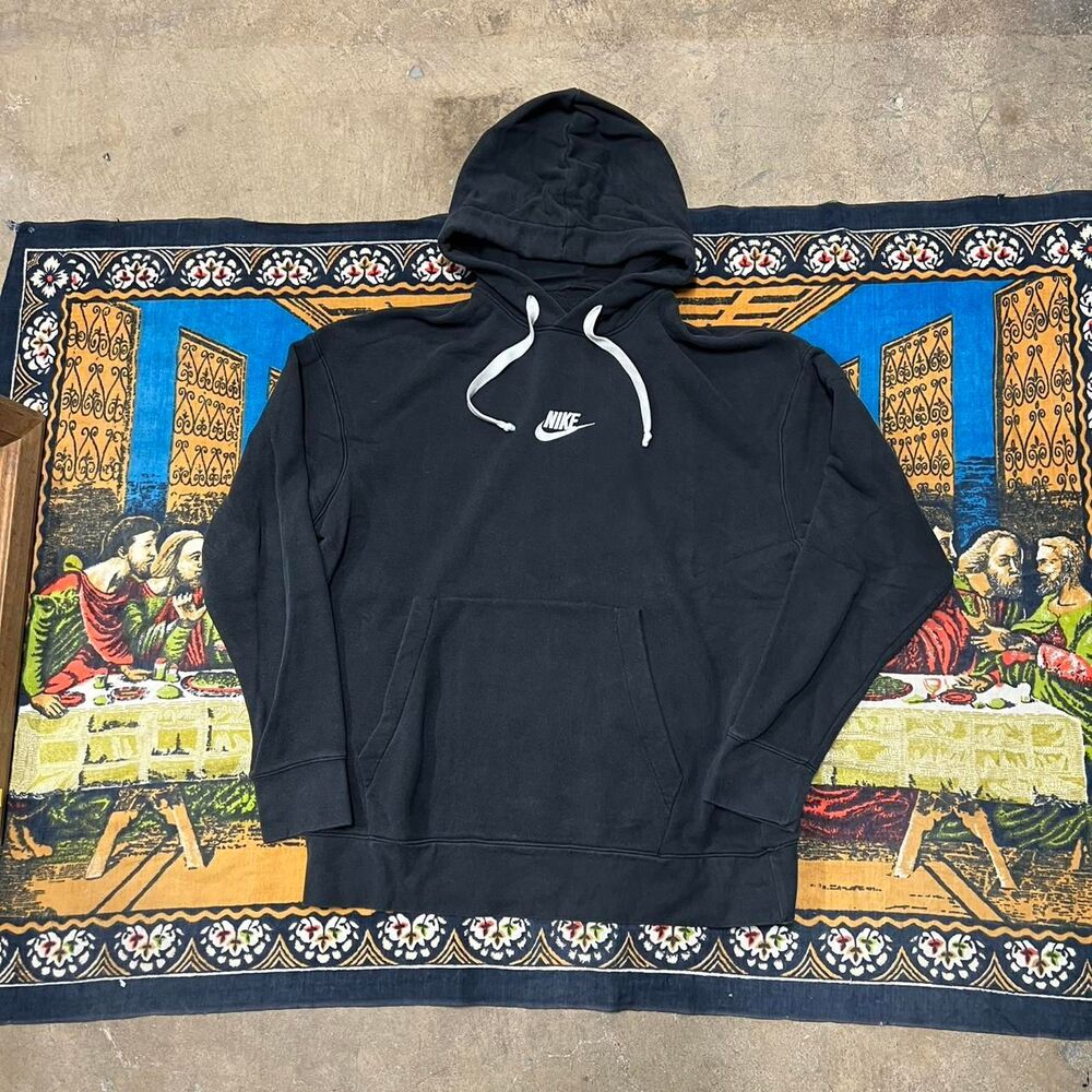 Black nike center swoosh hoodie Size large spellout swoosh baggy skater y2k